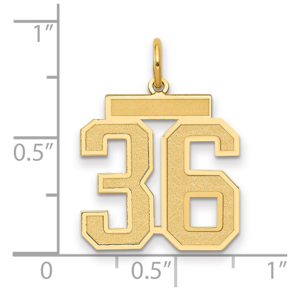 14K Gelbgold Mittel Satiniert Zahl 36 Charm