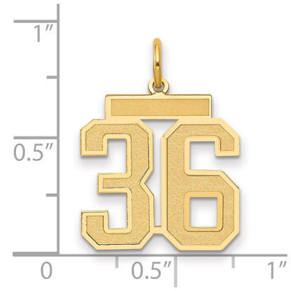14K Gelbgold Mittel Satiniert Zahl 36 Charm
