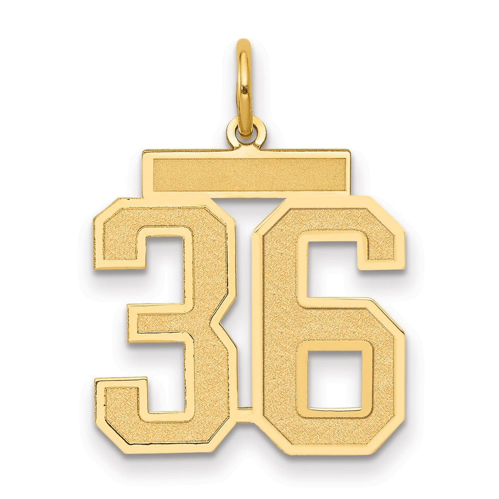 14K Gelbgold Mittel Satiniert Zahl 36 Charm