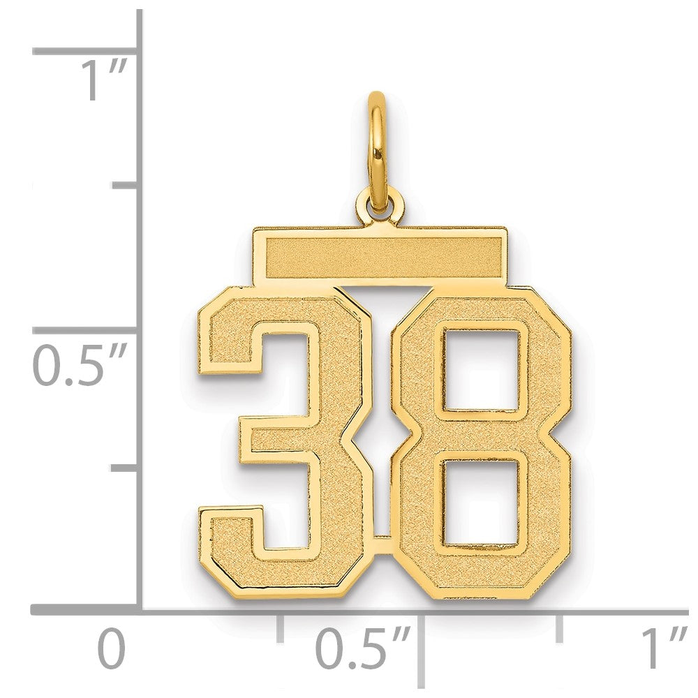 14K Gelbgold Mittel Satiniert Zahl 38 Charm