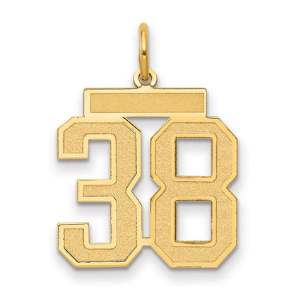 14K Gelbgold Mittel Satiniert Zahl 38 Charm