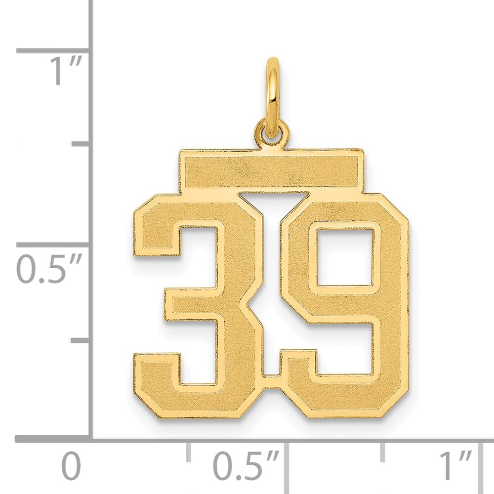 14K Gelbgold Mittel Satiniert Zahl 39 Charm