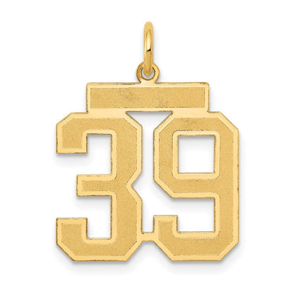 14K Gelbgold Mittel Satiniert Zahl 39 Charm