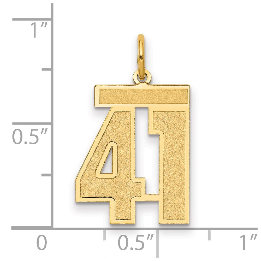 10K Gelbgold Mittel Satiniert Zahl 41 Charm