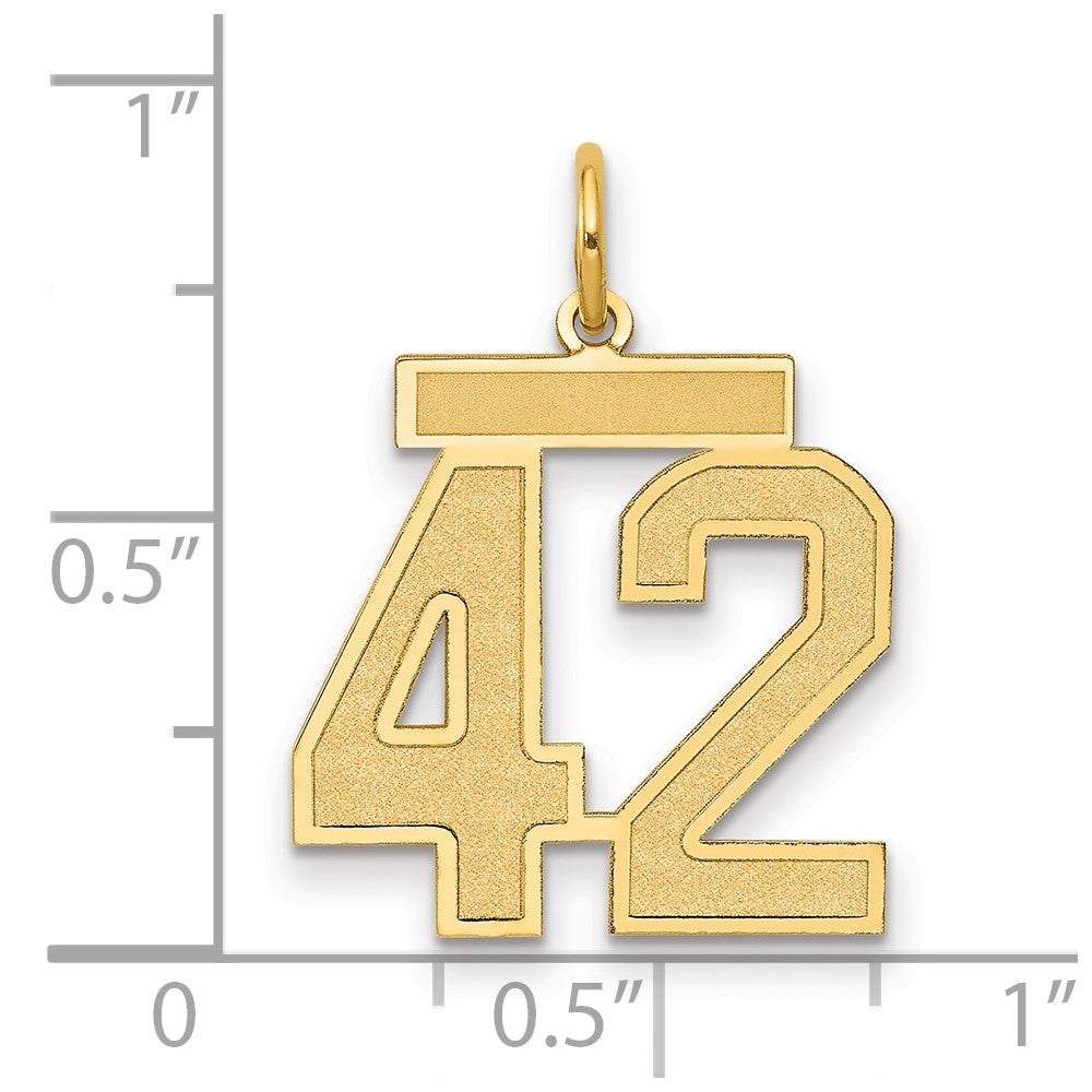 14K Gelbgold Mittel Satiniert Zahl 42 Charm