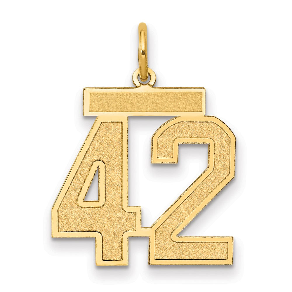 14K Gelbgold Mittel Satiniert Zahl 42 Charm