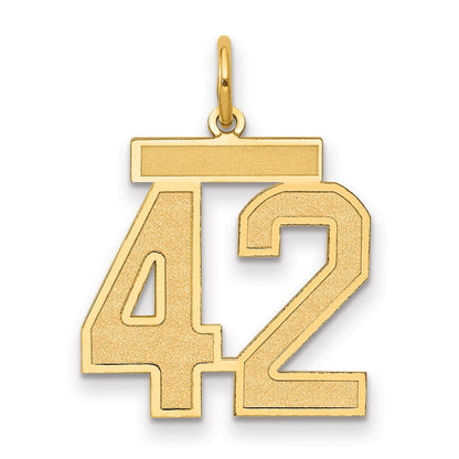 14K Gelbgold Mittel Satiniert Zahl 42 Charm