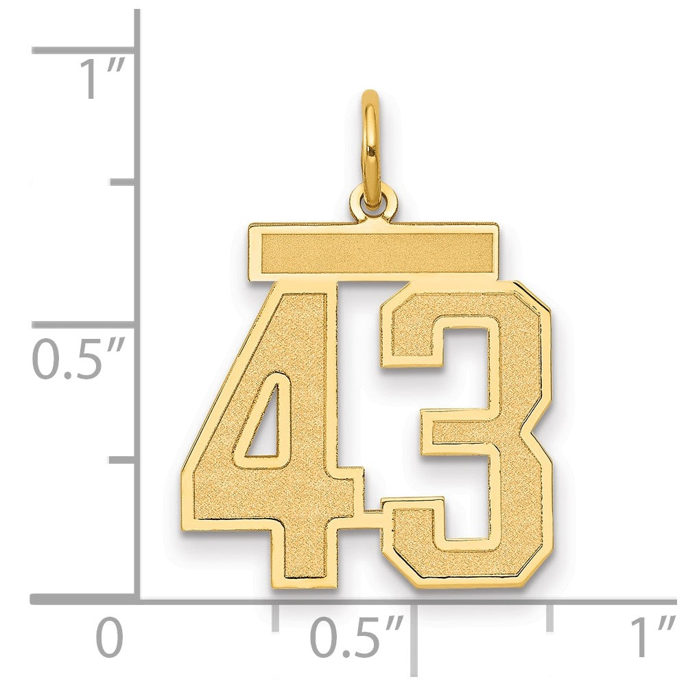 14K Gelbgold Mittel Satiniert Zahl 43 Charm