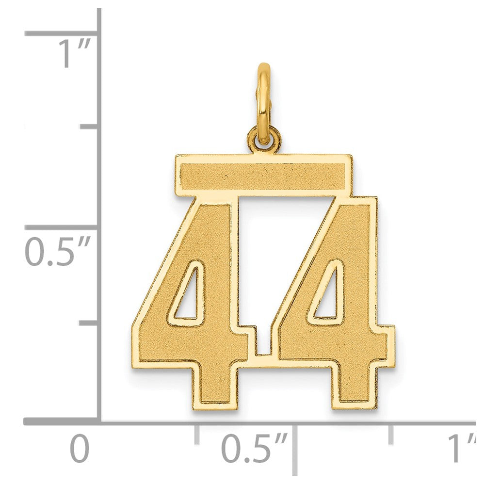 14K Gelbgold 14K Mittel Satiniert Zahl 44 Charm