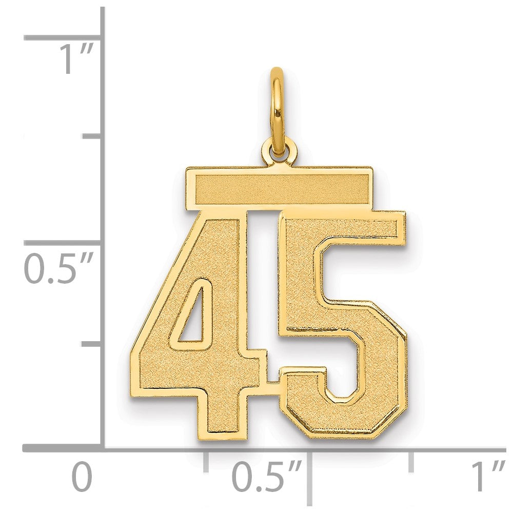 14K Gelbgold Mittel Satiniert Zahl 45 Charm