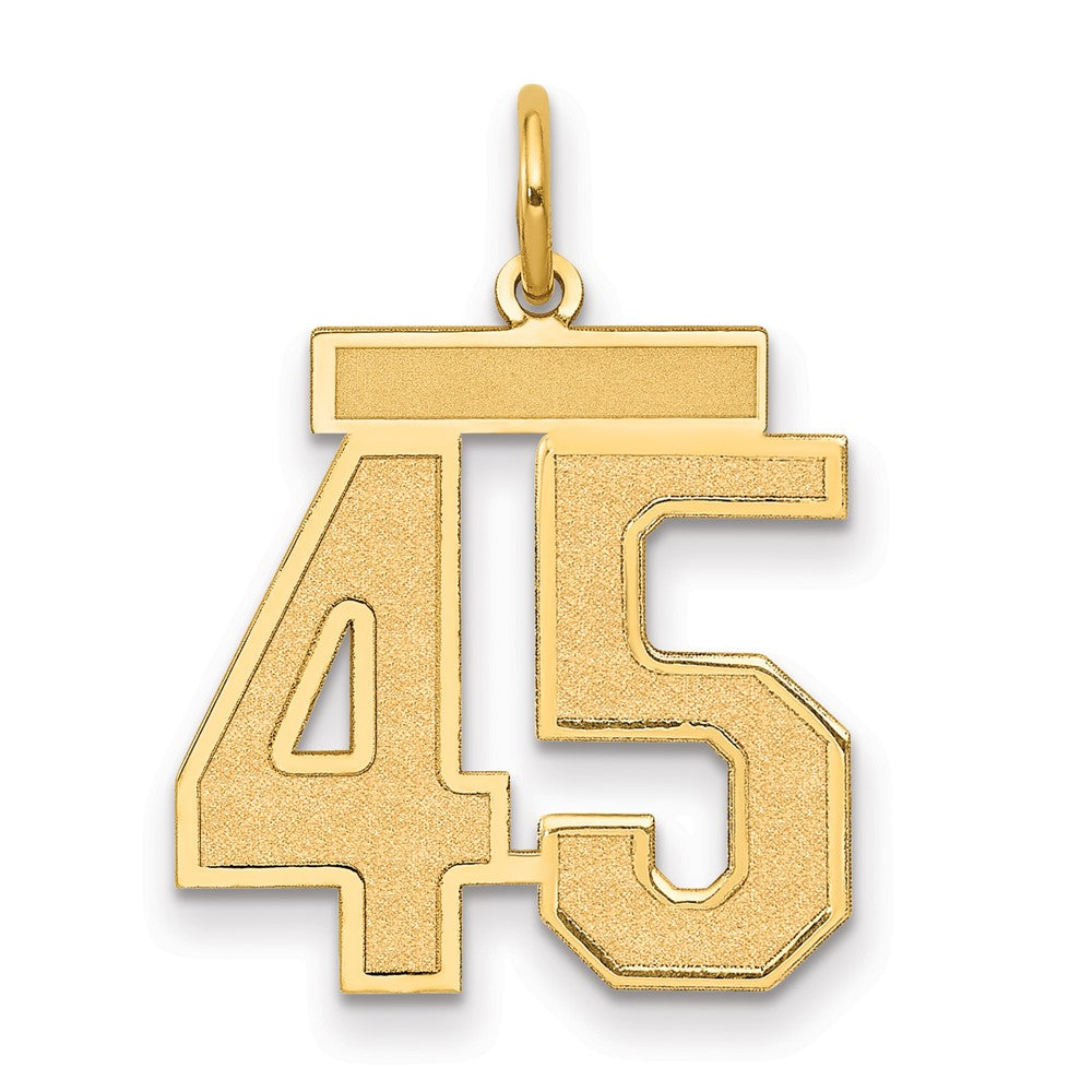 14K Gelbgold Mittel Satiniert Zahl 45 Charm