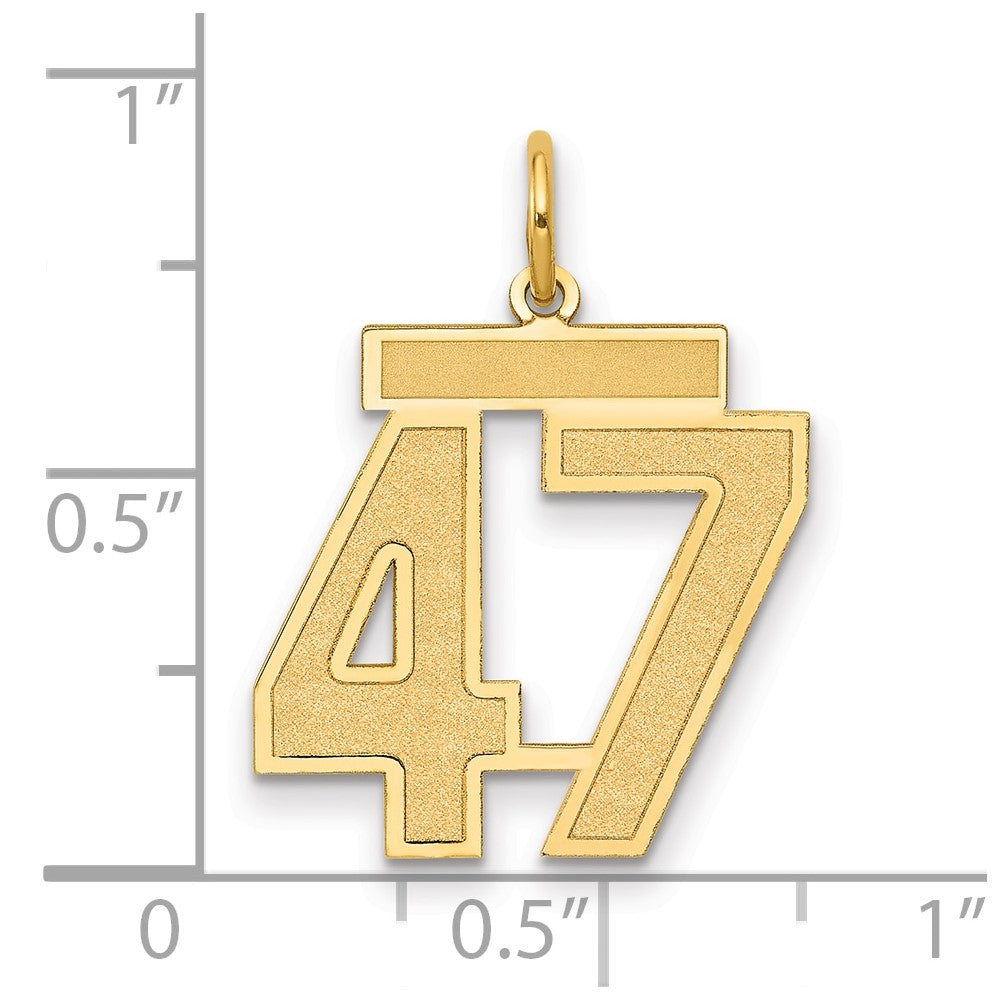 14K Gelbgold Mittel Satiniert Zahl 47 Charm