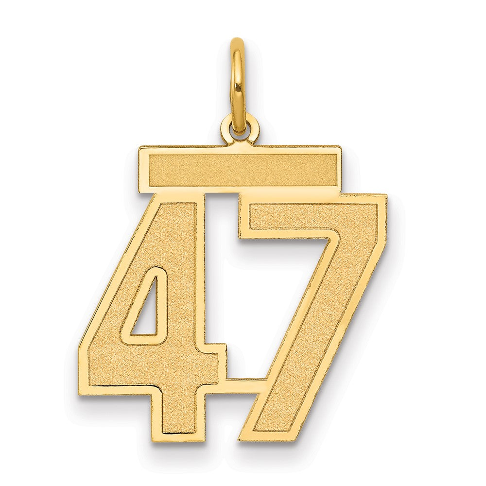 14K Gelbgold Mittel Satiniert Zahl 47 Charm