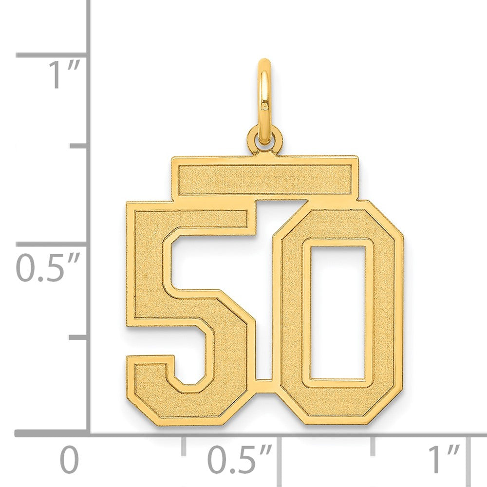 14K Gelbgold Mittel Satiniert Zahl 50 Charm