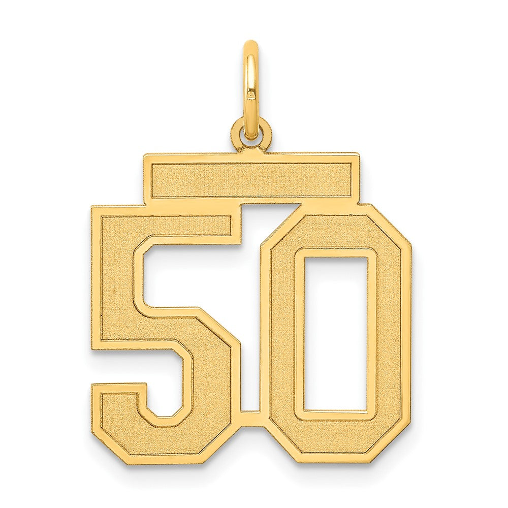 14K Gelbgold Mittel Satiniert Zahl 50 Charm