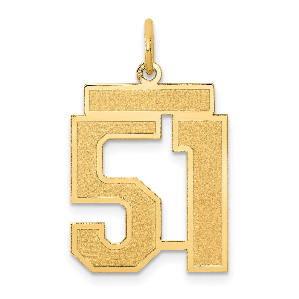 14K Gelbgold Mittel Satiniert Zahl 51 Charm