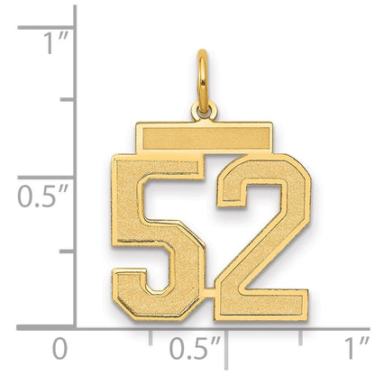 14K Gelbgold Mittel Satiniert Zahl 52 Charm