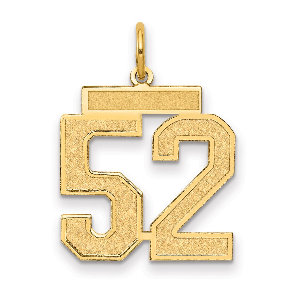 14K Gelbgold Mittel Satiniert Zahl 52 Charm