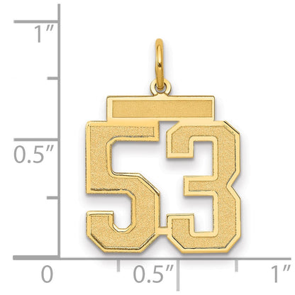 14K Gelbgold Mittel Satiniert Zahl 53 Charm