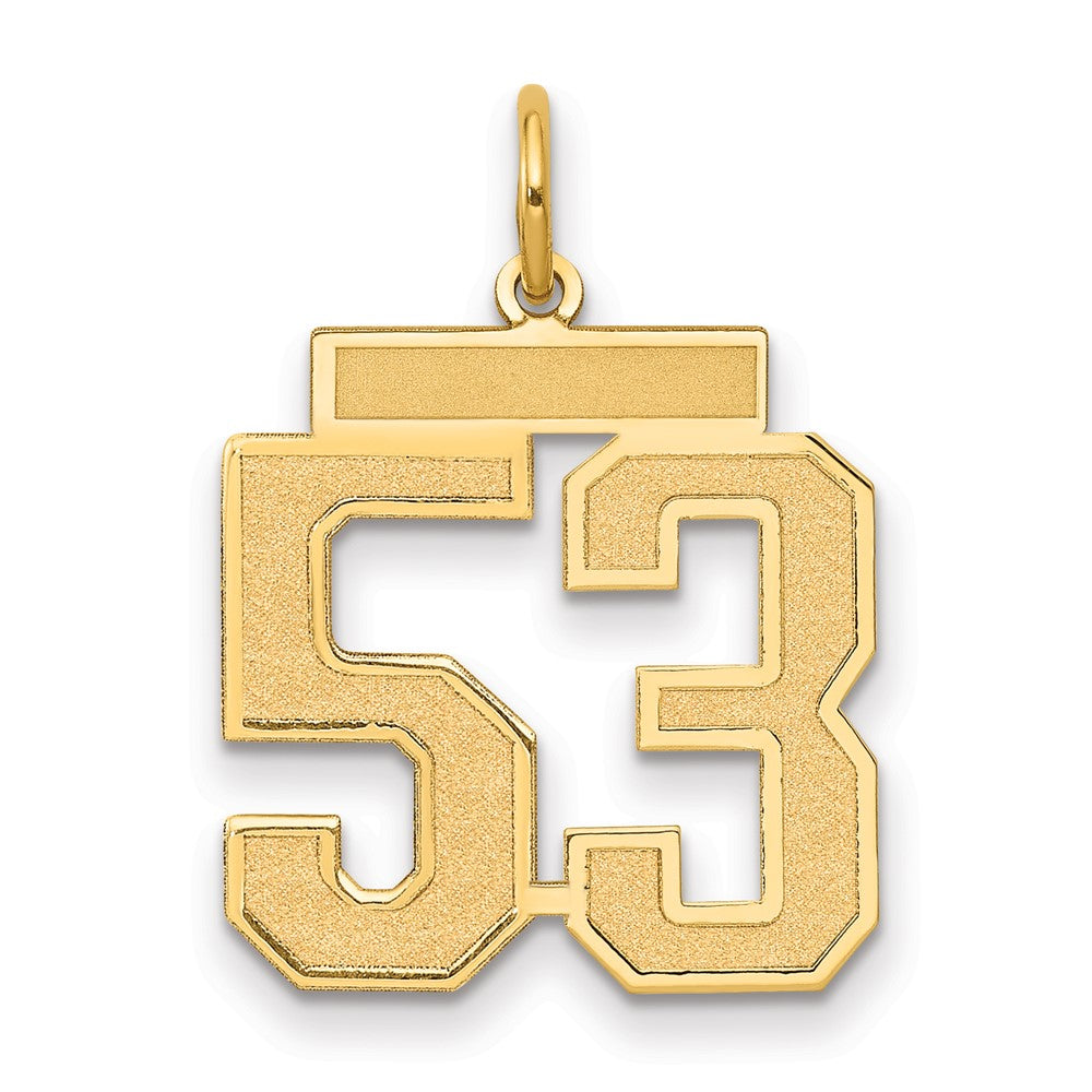 14K Gelbgold Mittel Satiniert Zahl 53 Charm