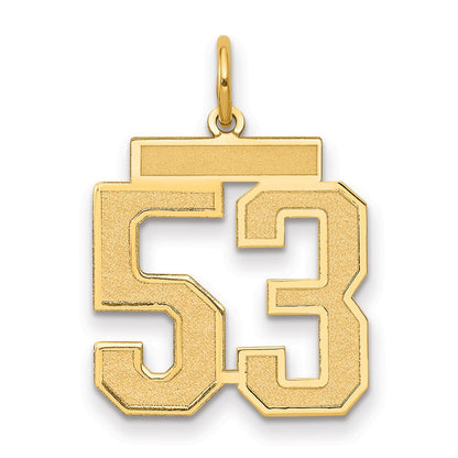 14K Gelbgold Mittel Satiniert Zahl 53 Charm