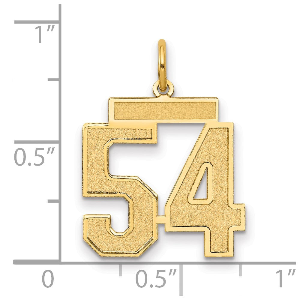 14K Gelbgold Mittel Satiniert Zahl 54 Charm
