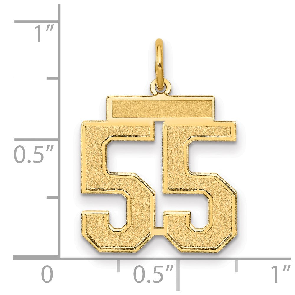 10K Gelbgold Mittel Satiniert Zahl 55 Charm