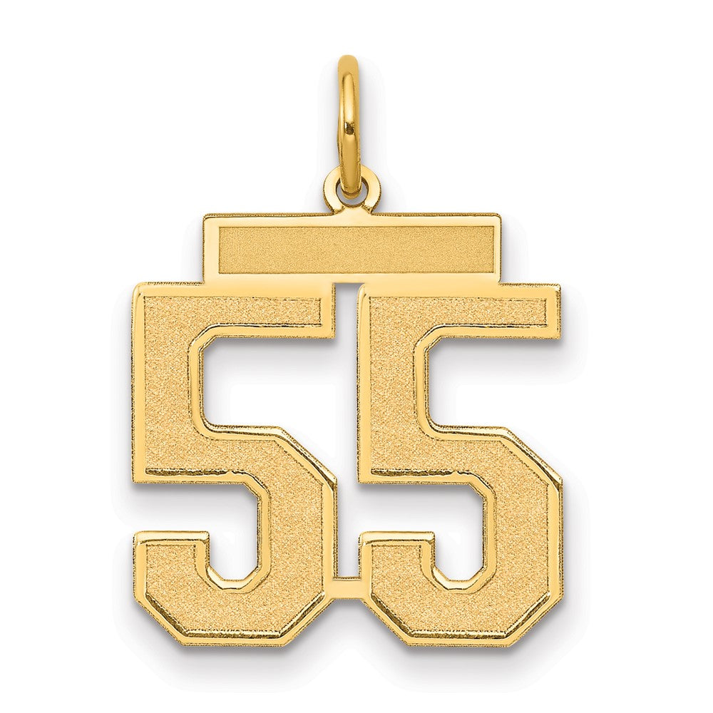 14K Gelbgold Mittel Satiniert Zahl 55 Charm