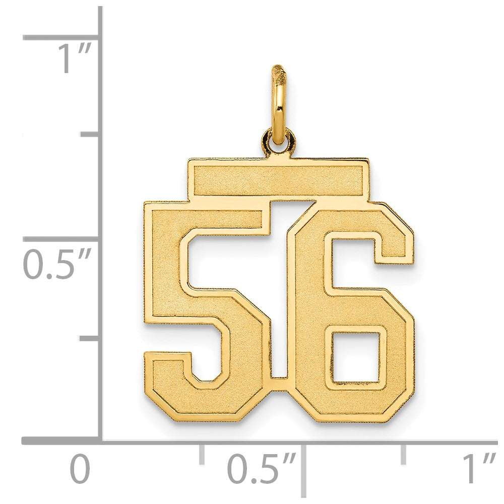 10K Gelbgold Mittel Satiniert Zahl 56 Charm
