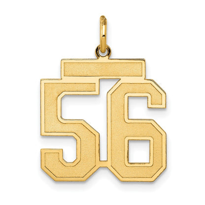 14K Gelbgold Mittel Satiniert Zahl 56 Charm