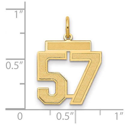 14K Gelbgold Mittel Satiniert Zahl 57 Charm