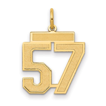 14K Gelbgold Mittel Satiniert Zahl 57 Charm