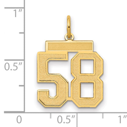 14K Gelbgold Mittel Satiniert Zahl 58 Charm