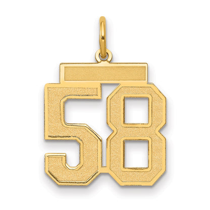14K Gelbgold Mittel Satiniert Zahl 58 Charm