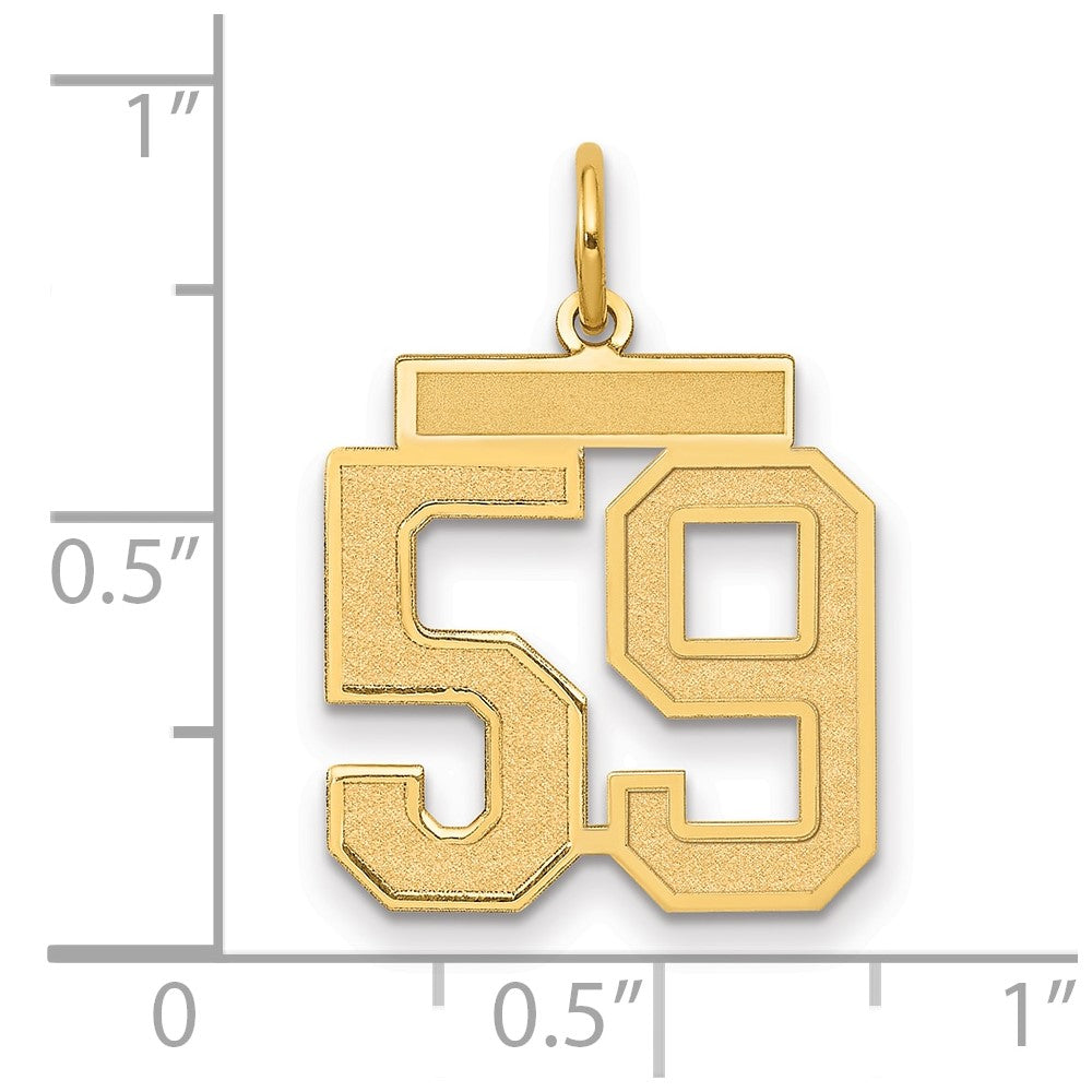 14K Gelbgold Mittel Satiniert Zahl 59 Charm