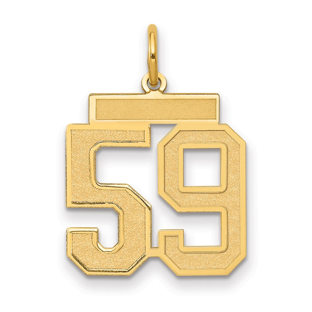 14K Gelbgold Mittel Satiniert Zahl 59 Charm