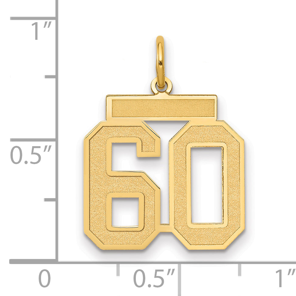 10K Gelbgold Mittel Satiniert Zahl 60 Charm