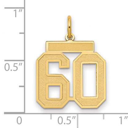 10K Gelbgold Mittel Satiniert Zahl 60 Charm