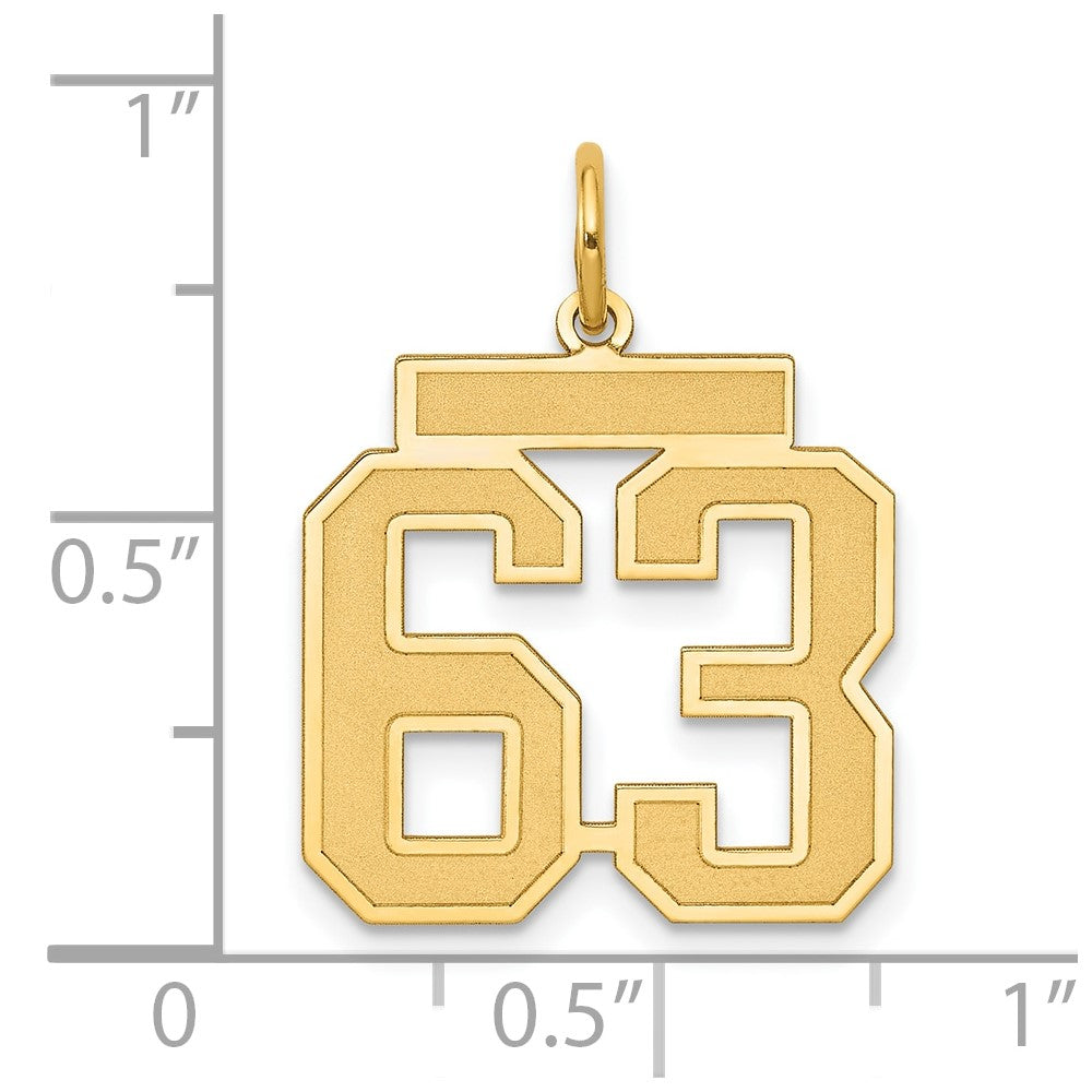 14K Gelbgold Mittel Satiniert Zahl 63 Charm
