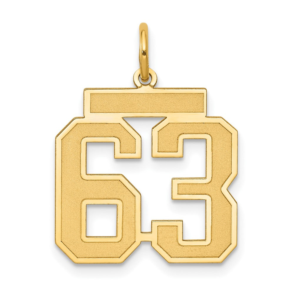 14K Gelbgold Mittel Satiniert Zahl 63 Charm