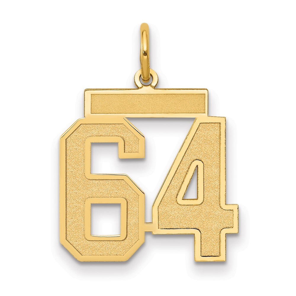 14K Gelbgold Mittel Satiniert Zahl 64 Charm
