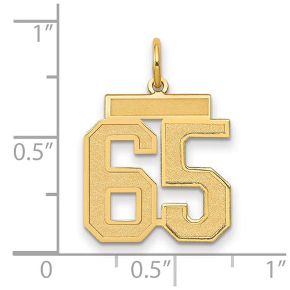 14K Gelbgold Mittel Satiniert Zahl 65 Charm