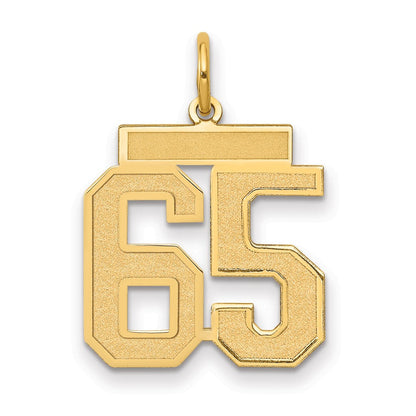14K Gelbgold Mittel Satiniert Zahl 65 Charm