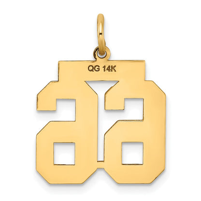 14K Gelbgold 14K Mittel Satiniert Zahl 66 Charm