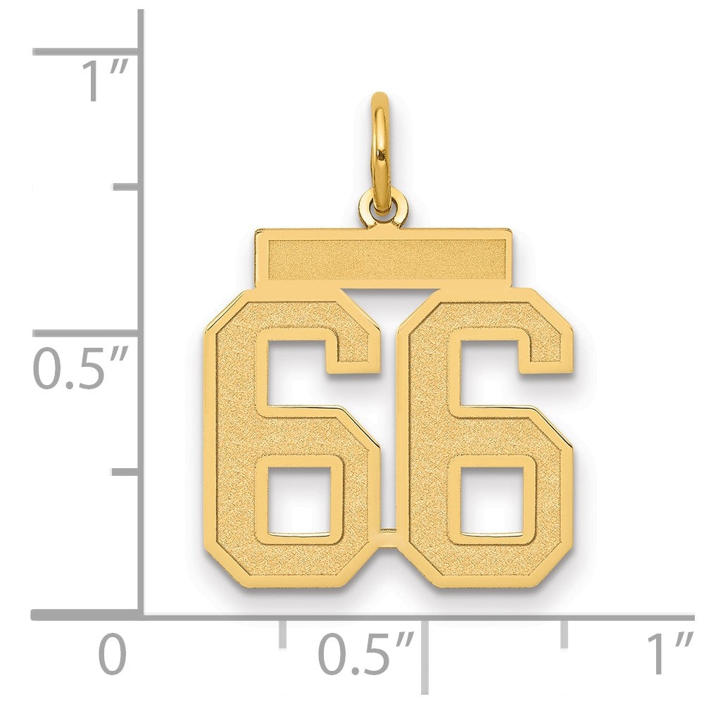 14K Gelbgold 14K Mittel Satiniert Zahl 66 Charm
