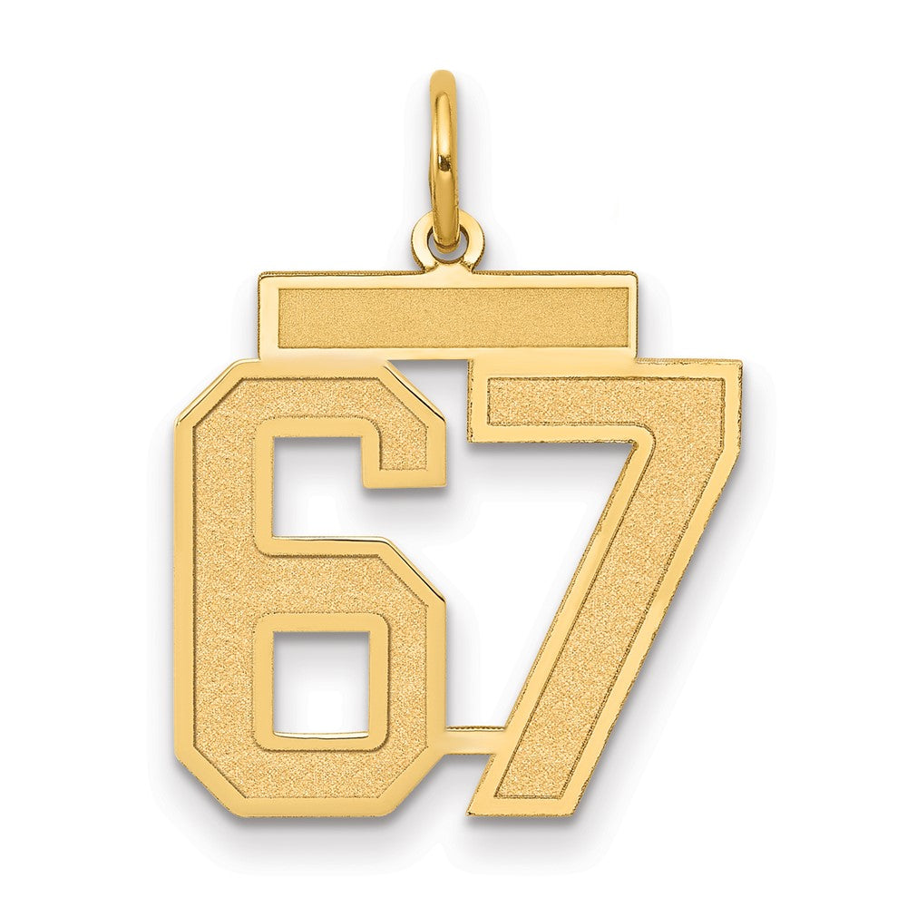 14K Gelbgold Mittel Satiniert Zahl 67 Charm