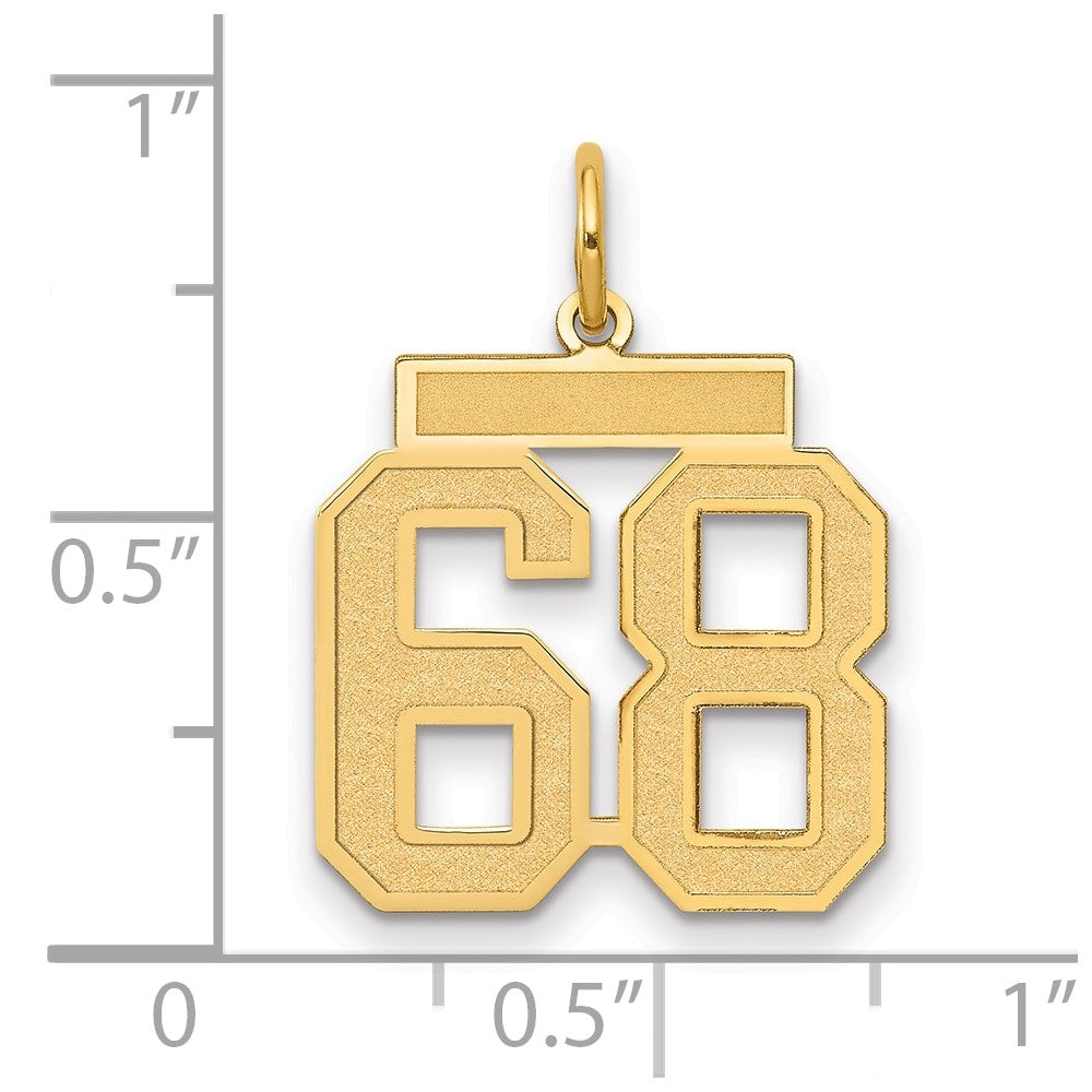 14K Gelbgold Mittel Satiniert Zahl 68 Charm