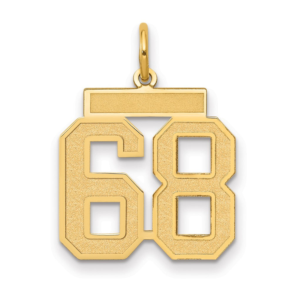 14K Gelbgold Mittel Satiniert Zahl 68 Charm