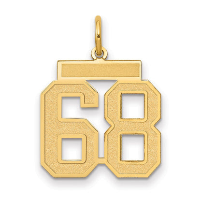 14K Gelbgold Mittel Satiniert Zahl 68 Charm