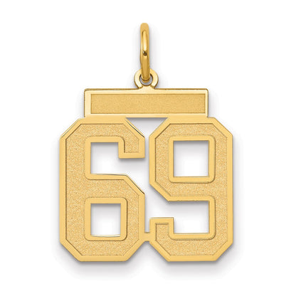 14K Gelbgold Mittel Satiniert Zahl 69 Charm